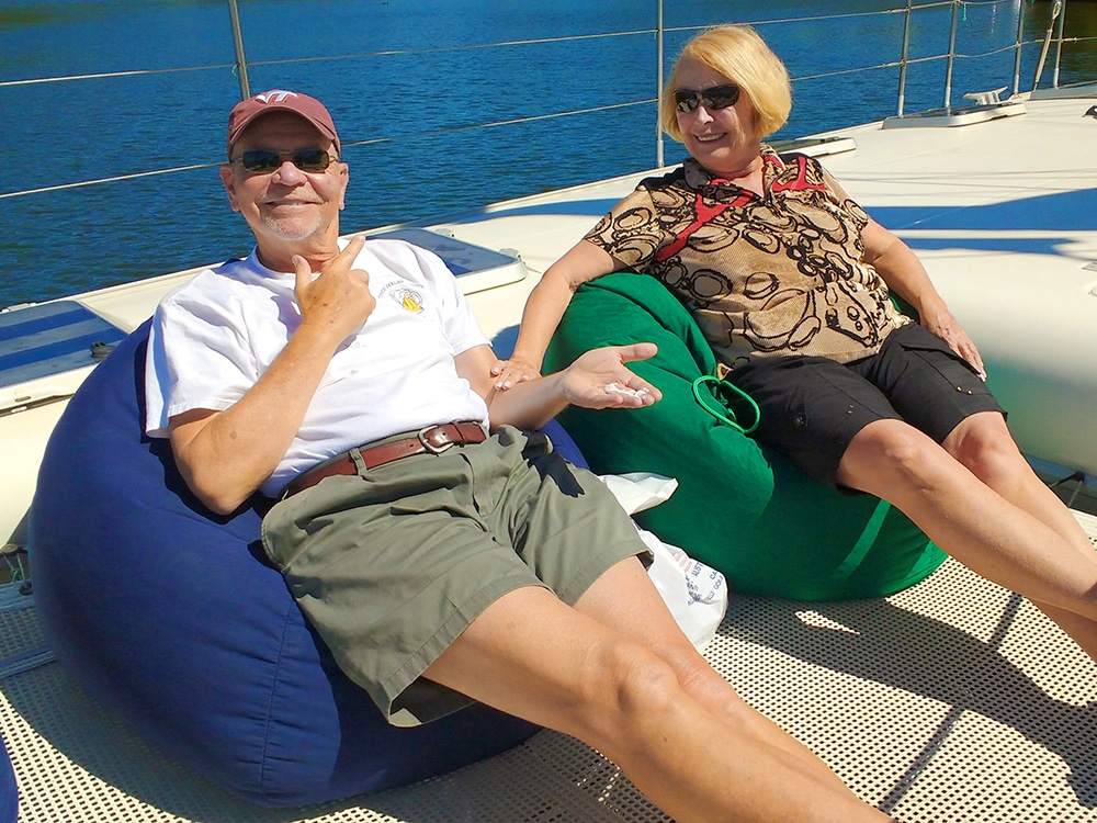 Relaxing on a yacht on Lake Rotoiti - New Zealand