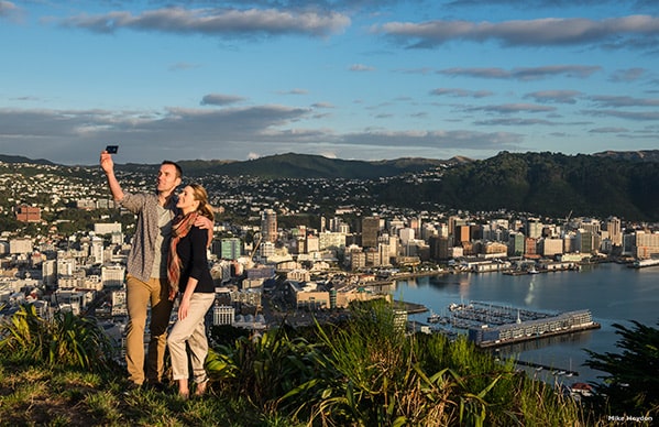 Couple on a hill overlooking Wellington
