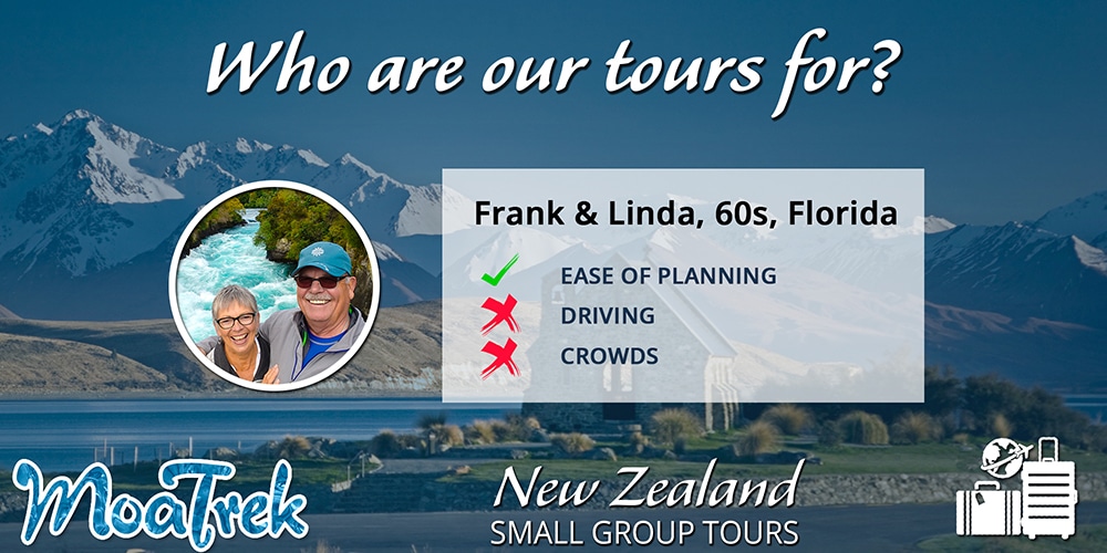Summary of who MoaTrek Small Group tours are for - Retired couple from Florida
