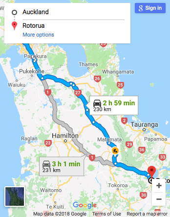 Auckland to Rotorua Google Maps