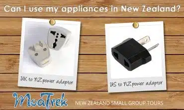 US and UK power adaptors for travel to New Zealand