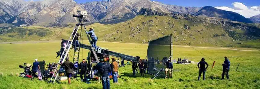 Film crew outdoors in Cantebury - Lord of the Rings NZ