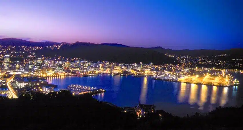 The lights of Wellington at night - NZ North and South Island Itinerary