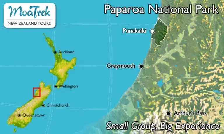 Punakaiki and Paparoa National Park Location Map