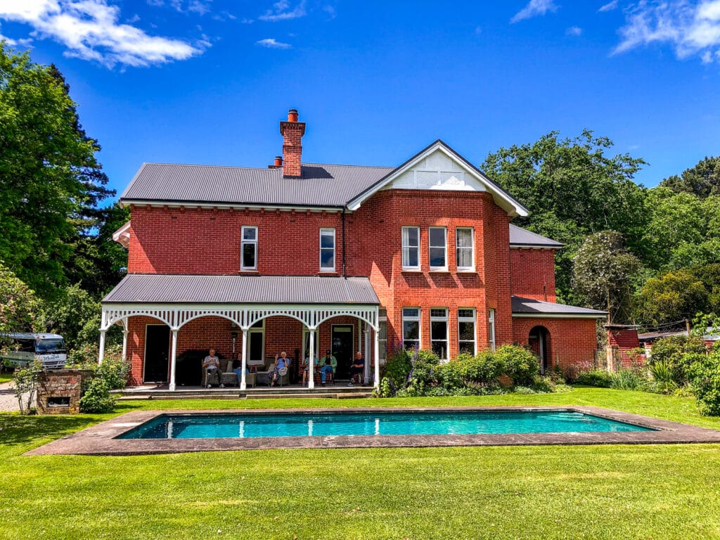 Views of the historic house and garden at Akaunui Homestead, Canterbury, New Zealand